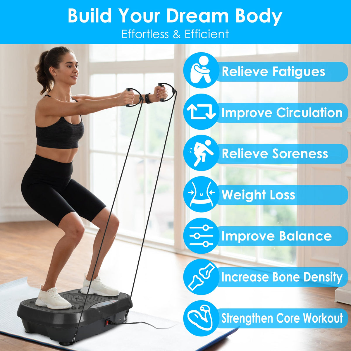 Vibration Exercise Machine - Whole Body Fitness Platform with 120 Speeds, Timer, Remote Control & Resistance Bands - 330LBS Capacity!