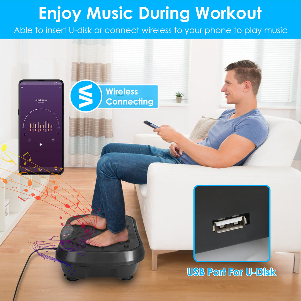 Vibration Exercise Machine - Whole Body Fitness Platform with 120 Speeds, Timer, Remote Control & Resistance Bands - 330LBS Capacity!