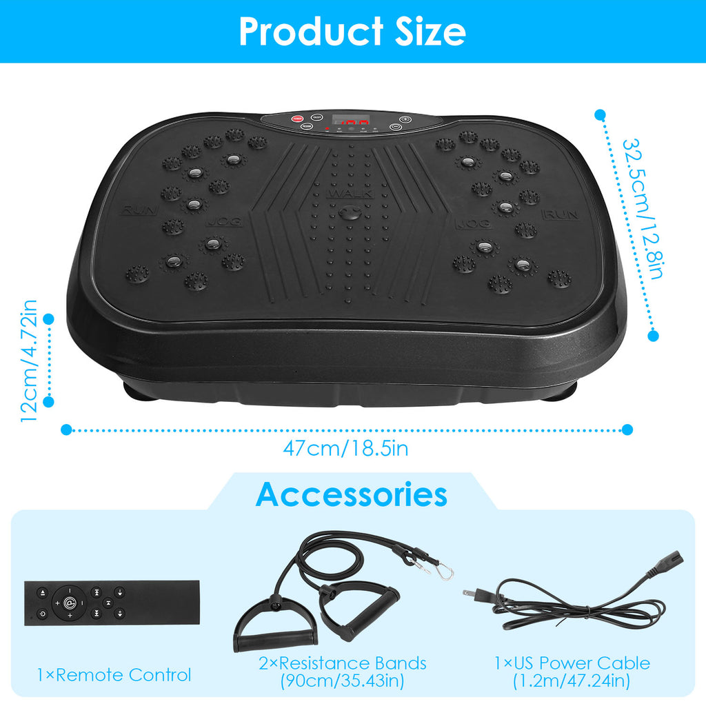 Vibration Exercise Machine - Whole Body Fitness Platform with 120 Speeds, Timer, Remote Control & Resistance Bands - 330LBS Capacity!